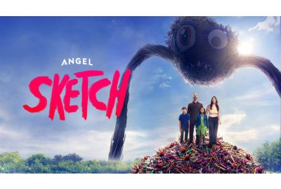 ketch movie poster featuring Amber, her aunt, her dad, her brother and the imaginative creatures she brings to life